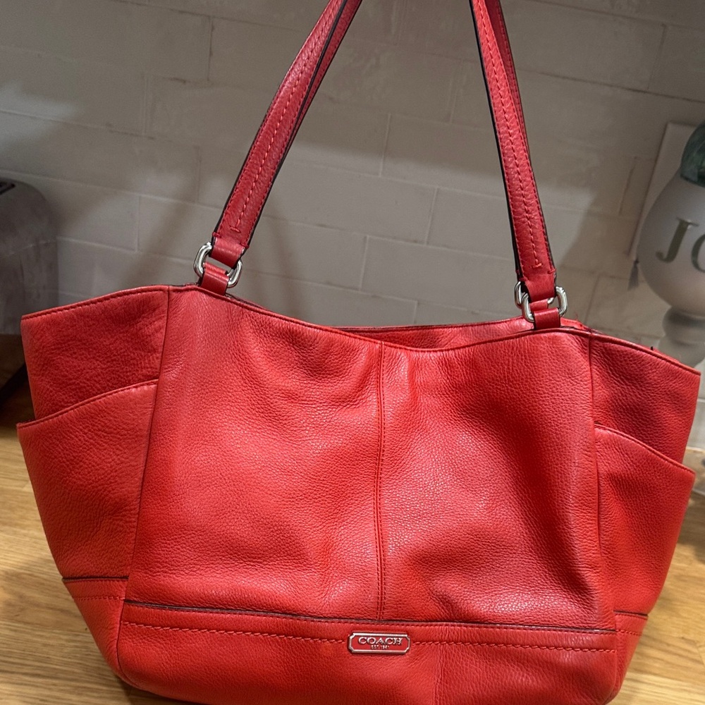 Coach Vibrant Red Leather Tote